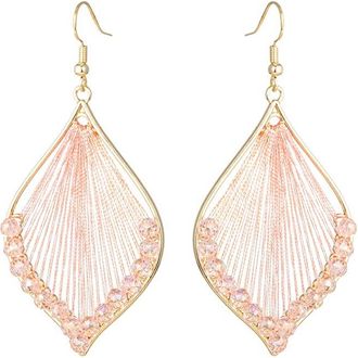 Eyecandy LA Eye Candy La Victoria Pink Leaf Drop Earrings
