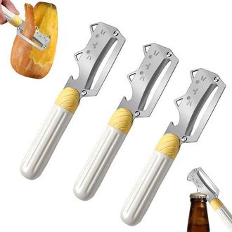 OEM Pelador De 3 Piezas, Pelador De Patatas De Acero Inoxidable Con Mango De Pl&aacute;stico, Pelador De Verduras Multifuncional 2 En 1 Y Abridor Botellas
