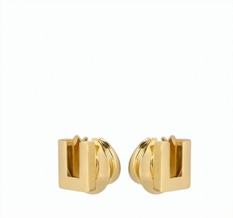 Elisabetta Franchi Gold Plated Logo Earrings