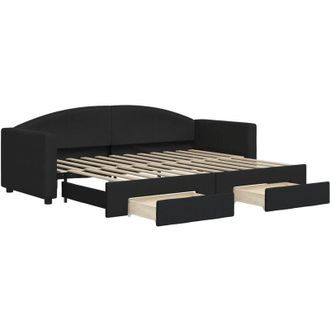 vidaXL Sof&aacute; Cama Nido Con Cajones Tela Negro 80x200 Cm Vidaxl