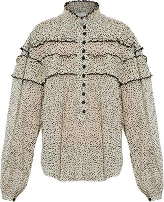 Isabel Marant Doane Top - Dames - Blouses - Beige - L - Katoen - Overhemden