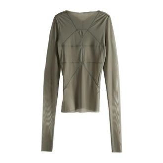 Rick Owens Long Sleeve Tops, female, Gray, Size: XS T-Shirt Temple Top Pearl