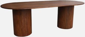 Sweeek Mesa De Comedor De Madera De H&eacute;vea Y Chapado De Roble, 8 Plazas