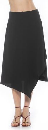 Alexia Admor Jess Asymmetric Midi Skirt in Black at Nordstrom Rack, Size 10