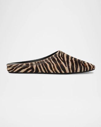 Veronica Beard Narcisa Zebra Calf Hair Mules
