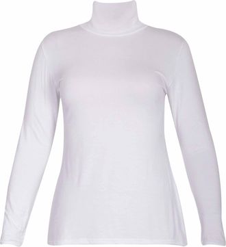 Purple Hanger New Womens Gathered Turtle Polo Neck Stretch Fit Top Ladies Long Sleeve Everyday Tshirt Tops Plus Size Cream Size 16 - 18