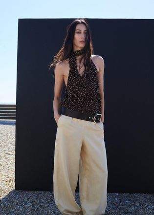 Mango Top foulard collo drappeggiato marrone - Donna - XXS - MANGO