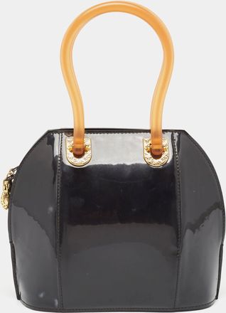 Nina Ricci Black Patent Leather And Plexiglass Satchel