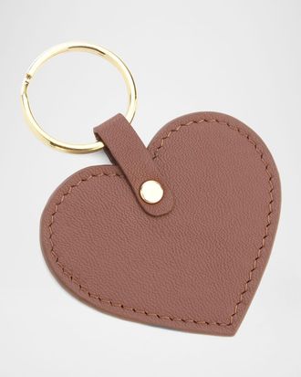 Royce Leather Monogrammed Leather Heart-Shaped Key Chain, Personalized