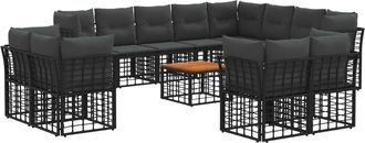 vidaXL Conjunto De Sof&aacute;s De Exterior 13 Uds. Negro Y Gris Oscuro Vidaxl