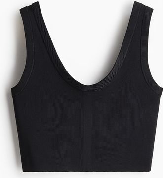 H&M Tanktop aus engmaschigem Strick - Schwarz