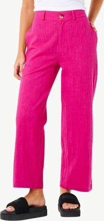 Rip Curl Vacation Crop Wide Leg Cotton Slub Pants in Fuchsia at Nordstrom, Size Xx-Large