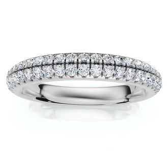 Pompeii3 1/4Ct Micro Pave Diamond Wedding Ring 1/2 Eternity Band 14k Gold Lab Grown