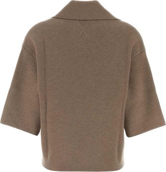 Bottega Veneta Womens Compact Polo Shirt Beige Cashmere Nylon