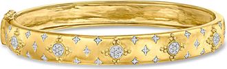 Ross-Simons Diamond Cluster Bangle Bracelet in 18kt Gold Over Sterling
