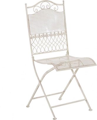 Clp Silla de exterior plegable en metal crema antiguo