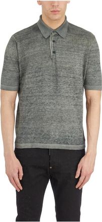 Avant Toi Linnen Gebreide Polo Shirt - Heren - Polos - Grijs - XL - Linnen - Tops