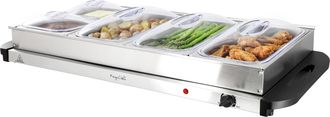 MegaChef Buffet Server & Food Warmer With 5 Removable Sectional Trays, Heated Warming Tray and Removable Tray Frame