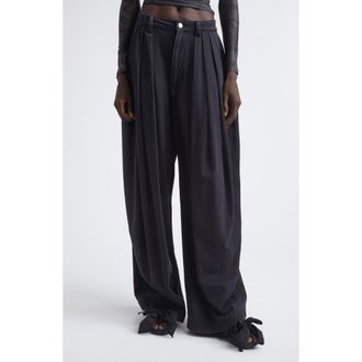 Collina Strada Simone Pleated High Waist Wide Leg Jeans in Charcoal at Nordstrom, Size X-Large
