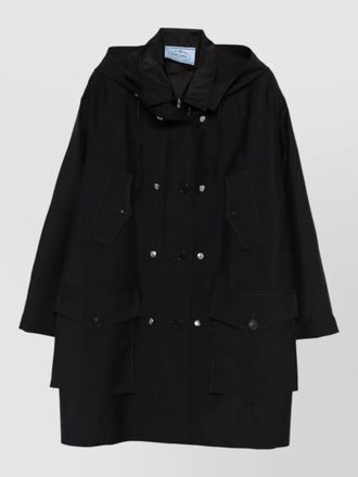 Prada hooded mohair and recycled nylon coat