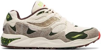 Saucony x Bodega Grid Shadow 2 Jaunt Woven - Hemp/Acid Lime/Red Alert/Gum sneakers - men - Rubber/Hemp/Polyethylene vinyl acetate (PEVA)/Canvas