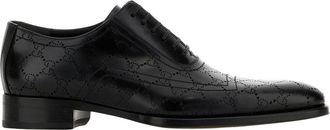 Gucci Lasered GG Veterschoen - Heren - Schoenen - Zwart - Maat: 44 EU Leer