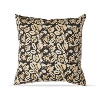 Tag Black Honeysuckle Block Print Cotton Throw Pillow Accent in Brown at Nordstrom, Size Medium