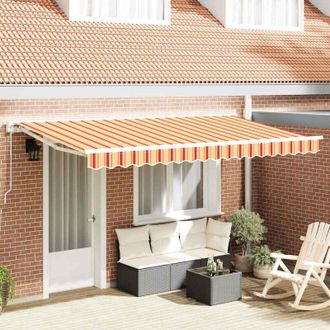 vidaXL Toldo Retr&aacute;ctil Manual Rayas Multicolor 400x200 Cm Tela Vidaxl