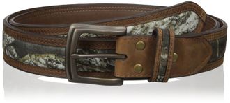 Nocona Belt Co. Mens Center Inlay Belt, Mossy Oak/Camo, 34