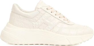 Hogan Witte Krokodil-geprinte Leren Sneakers - Dames - Sneakers - Wit - 35 EU - Schoenen