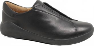 Ziera Womens Yass Xw Flat Shoes In Black-Black Leather-Elastic