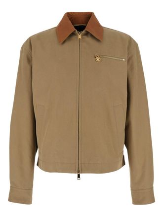 Versace Cropped Beige Jacket With Brown Collar