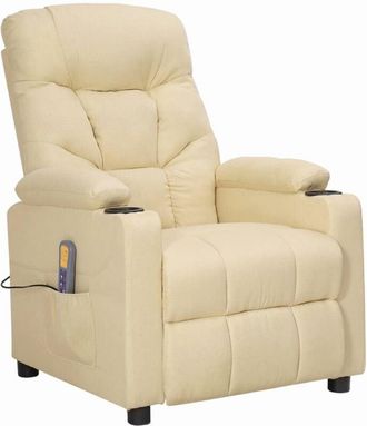 vidaXL Sill&oacute;n De Masaje Elevable Tela Color Crema Vidaxl