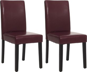 Hhg Nunca Usado] Juego De 2 Sillas De Comedor Silla De Cocina Littau, Polipiel, Rojo, Patas Oscuras