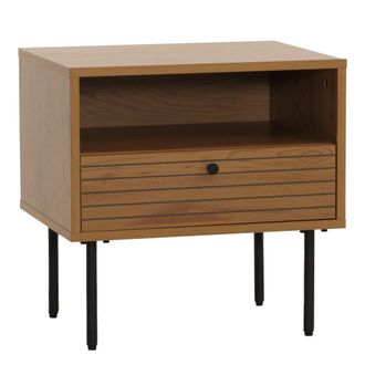 Hhg Hhg - Mesilla De Noche 307, Mesilla De Noche, Caj&oacute;n, Estilo Escandinavo Metal Madera Melamina Mvg 50x40x50cm, Natural