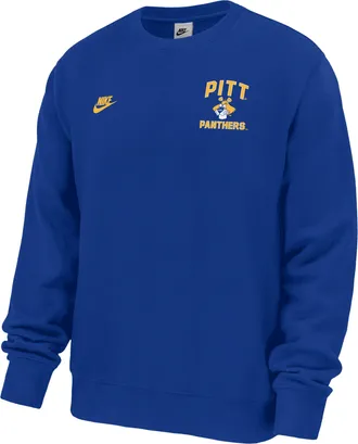 Nike Pittsburgh Panthers Club Nike Mens Football Fleece Crew-Neck Sweatshirt in Red | M33234P398PTBG-RED
