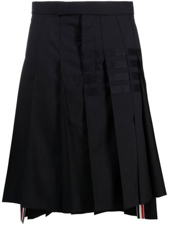 Thom Browne 4-Bar woollen pleated skirt - men - Wool/Cupro - 0 - Blue