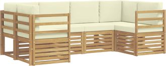 vidaXL Conjunto De Sof&aacute;s De Exterior 6 Uds. Blanco Y Crema Poli&eacute;ster Vidaxl