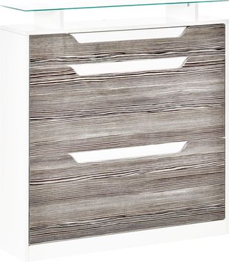 HOMCOM Shoe Cabinet with 3 Drawers Storage Cupboard Tipping Bucket with Flip Door Glass Top Adjustable Shelf Large-Capacity for 14 Pairs Grey w/ - Home Livin