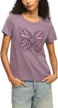 Lucky Brand Lace Embroidered Butterfly Cotton T-Shirt in Rhapsody at Nordstrom, Size X-Large