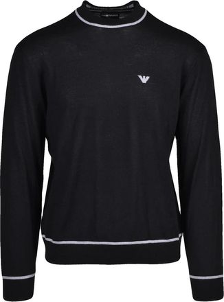 Emporio Armani Black Virgin Wool Crewneck Sweater