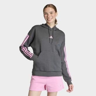 adidas Kapuzensweatshirt ADIDAS SPORTSWEAR W 3S FL HD, Damen, Gr. XL, grau six, st tropic bloom, Obermaterial: 55% Baumwolle, 36% Polyester, 9% Viskose, norm