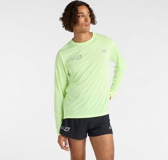 New Balance Mens London Edition RC Essential Long Sleeve in Green Polyester, size Medium