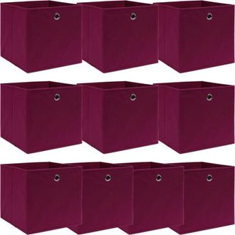 vidaXL Cajas De Almacenaje 10 Uds Tela Rojo Oscuro 32x32x32 Cm Vidaxl