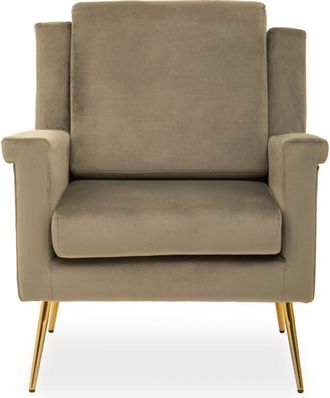 Premier Housewares Interiors by Premier Brown Classic Armchair with Velvet Upholstery, Sturdy Frame Lounge Indoor Chair with Gold Finish Metal Legs