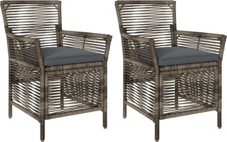 vidaXL Silla De Exterior 2 Uds. Gris Y Gris Oscuro Rat&aacute;n Sint&eacute;tico Vidaxl