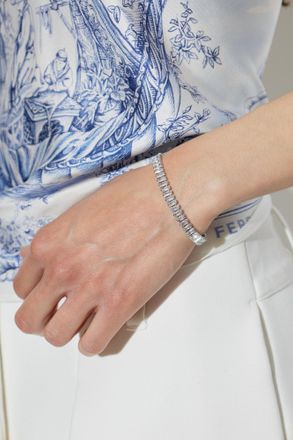 Ferragamo Bracelet With Crystals, Womens, Silver
