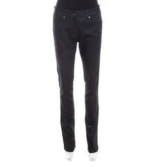 Escada Black Glitter Denim High Rise Straight Leg Jeans