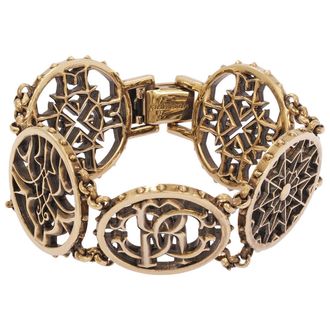 Roberto Cavalli Ladies Antique Gold Tone RC Logo Bracelet, Size M