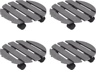 vidaXL Soportes Con Ruedas Para Plantas 4 Unidades Gris Wpc &Oslash;30x7,5 Cm Vidaxl